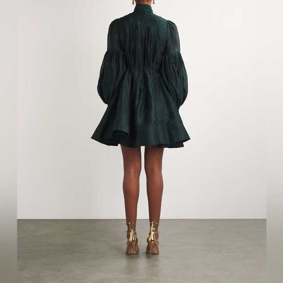 ZIMMERMANN Linen Silk Tie Neck Mini Dress Size - Picture 13 of 16